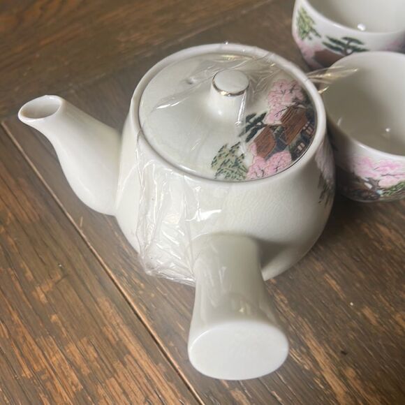 Japanese Tea Set 6 piece Teapot Cups Cherry Blossom - Picture 7 of 8
